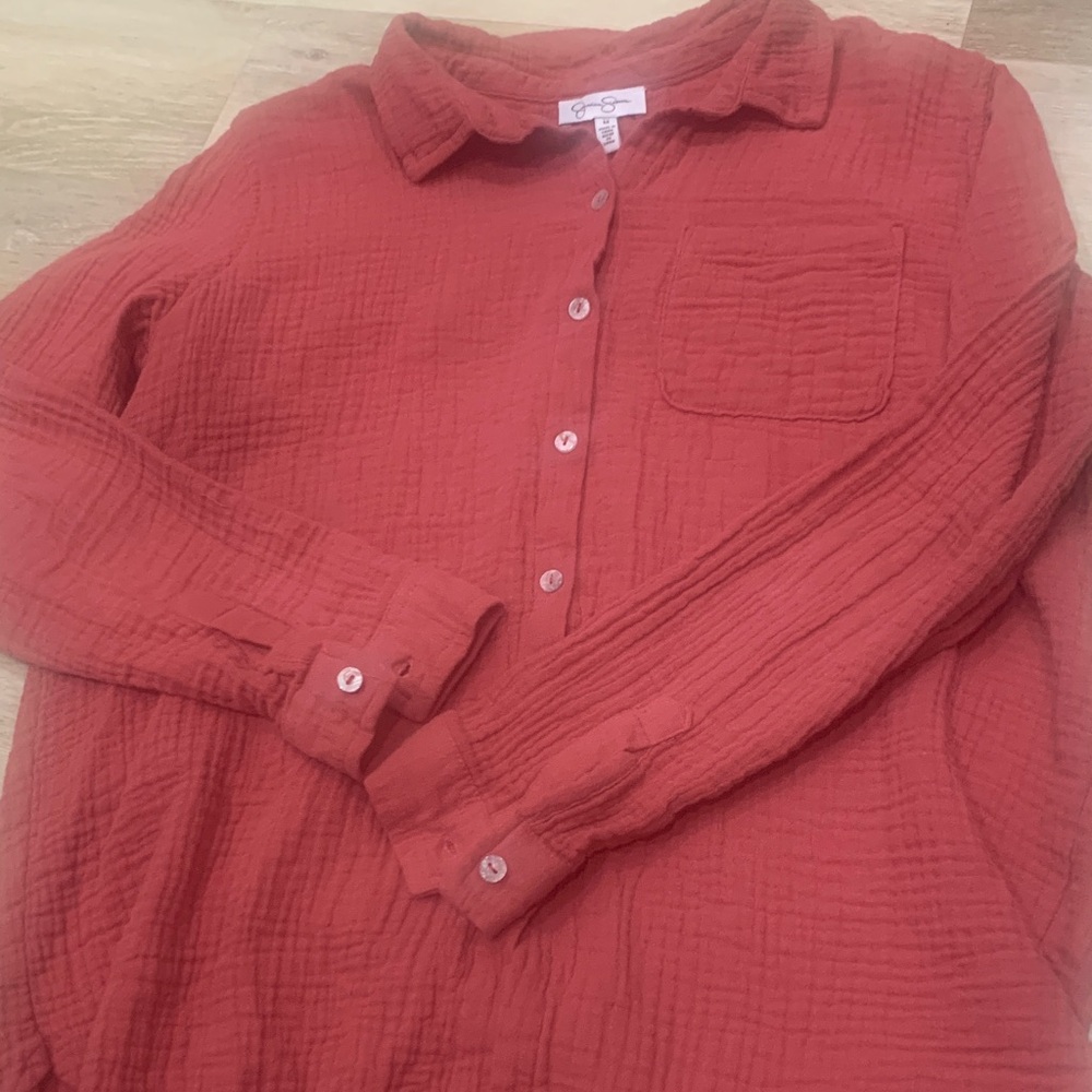 Jessica Simpson Red Textured Shirt - Picture 7 of 7
